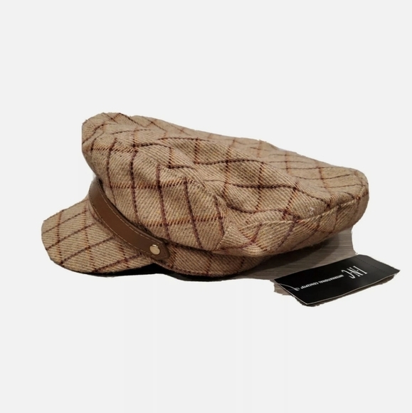 NWT Inc international concepts Brown Plaid Newsboy - Picture 2 of 4